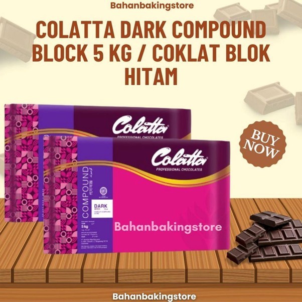 

COLATTA DARK COMPOUND CHOCOLATE BLOCK ASLI TERSEDIA KEMASAN UTUH 5 KG | COKLAT BATANG COLATTA DARK CHOCOLATE COMPOUND 5KG | COKELAT BATANG HITAM