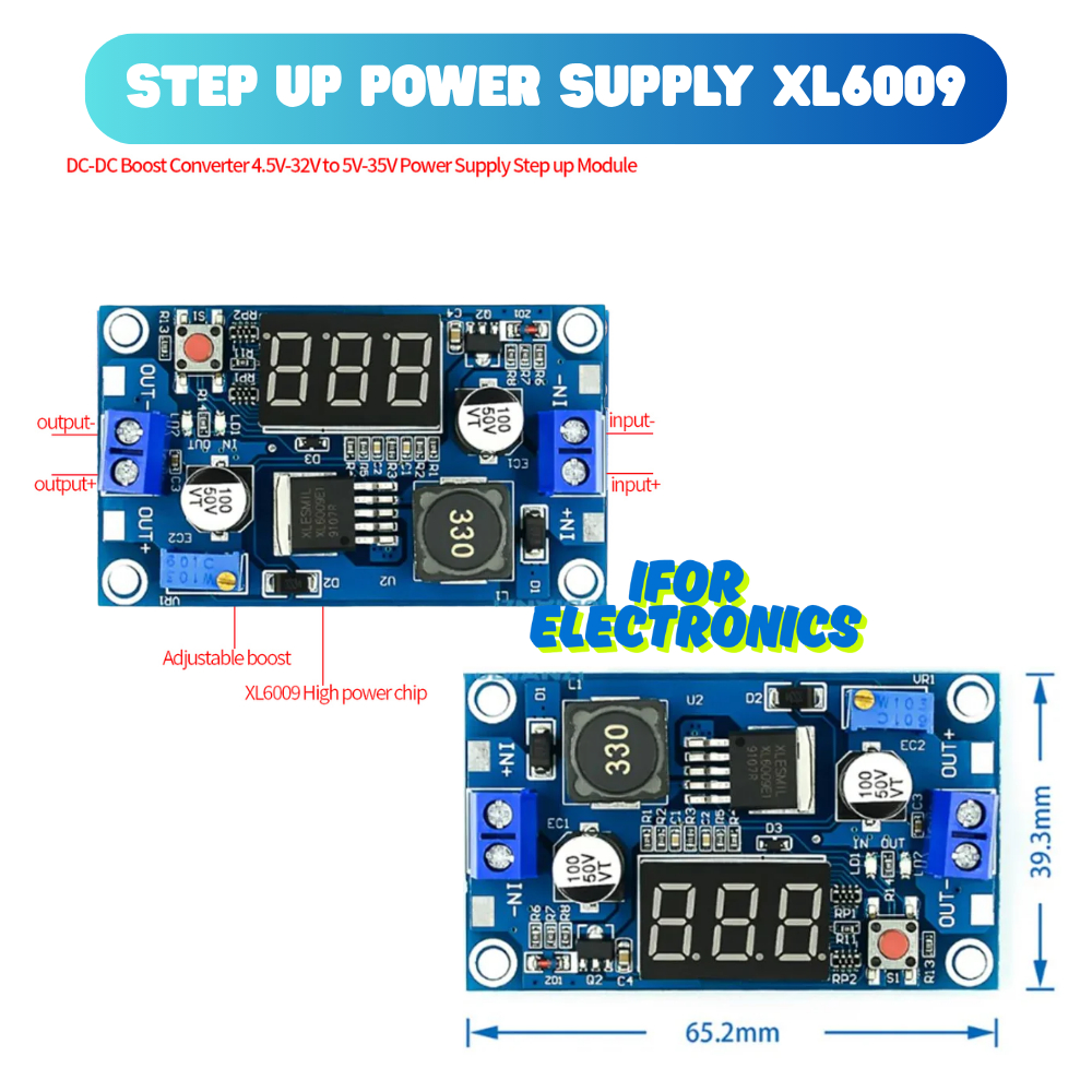 STEP UP XL6009 DIGITAL DC To DC STEP UP ADJUSTABLE CONVERTER MODUL POWER SUPPLY