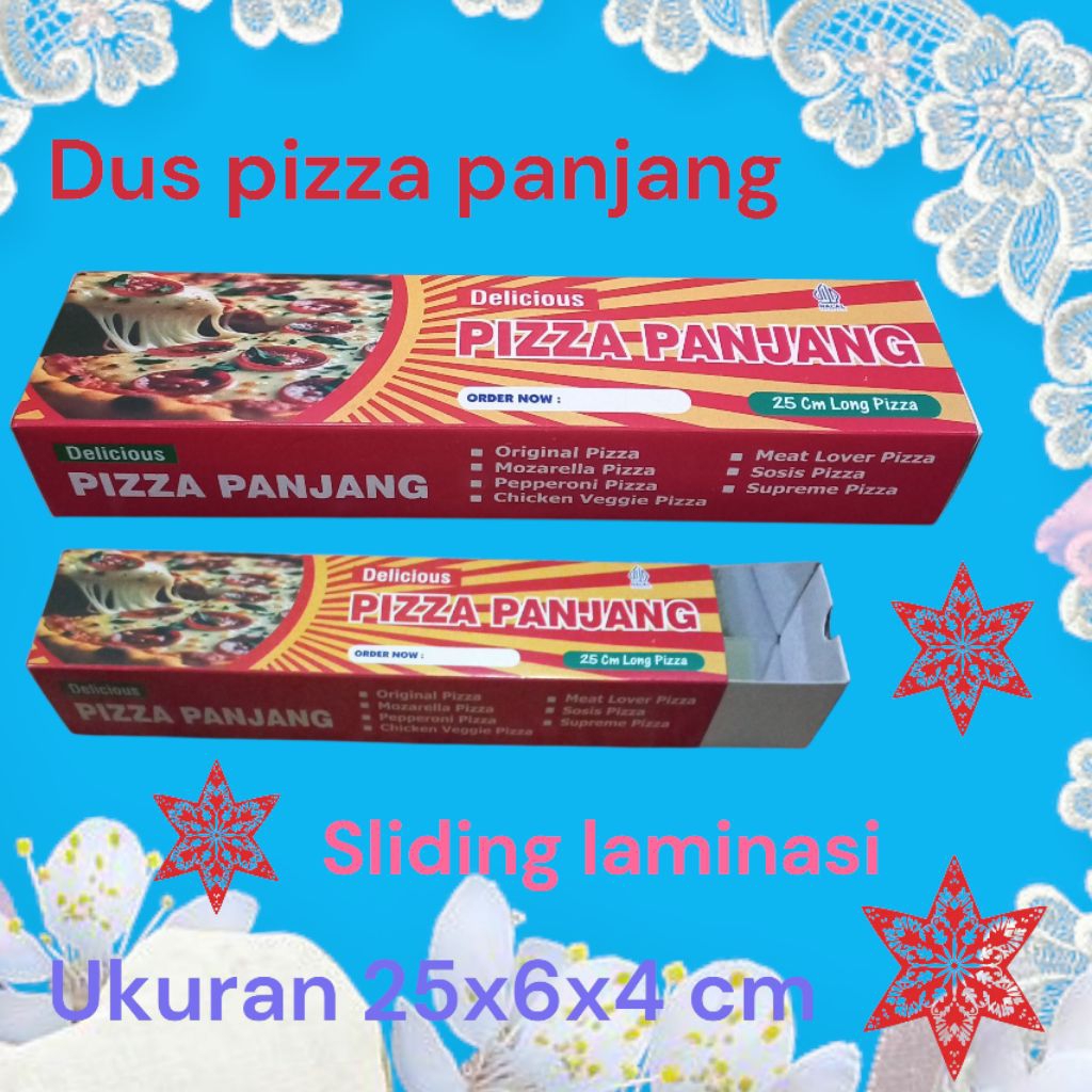 

DUS PIZZA PANJANG UKURAN 25X6X4 cm/KEMASAN LONG PIZZA ISI 100 PCS