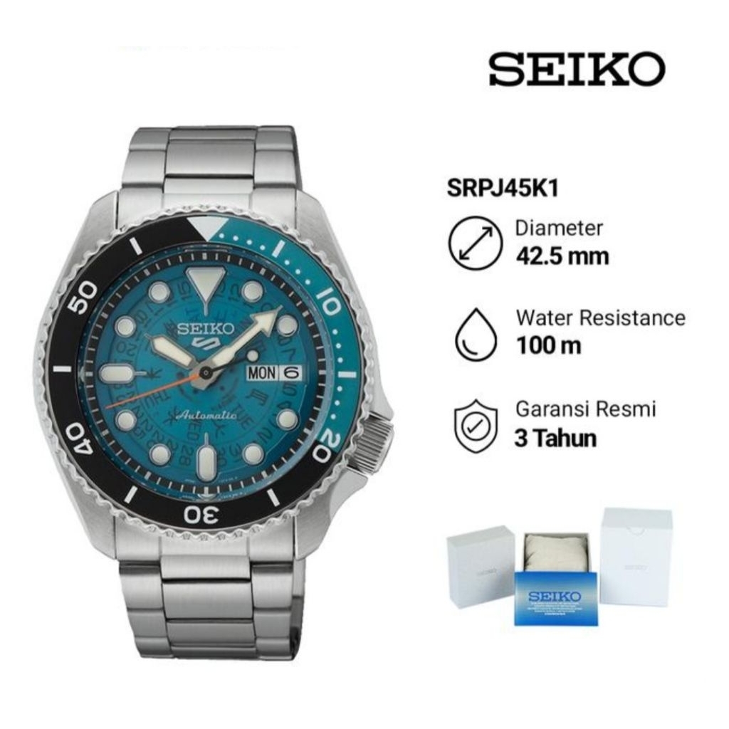Seiko 5 Sports SRPJ45K1 Time Sonar SKX Sports Style Jam Tangan Pria Original