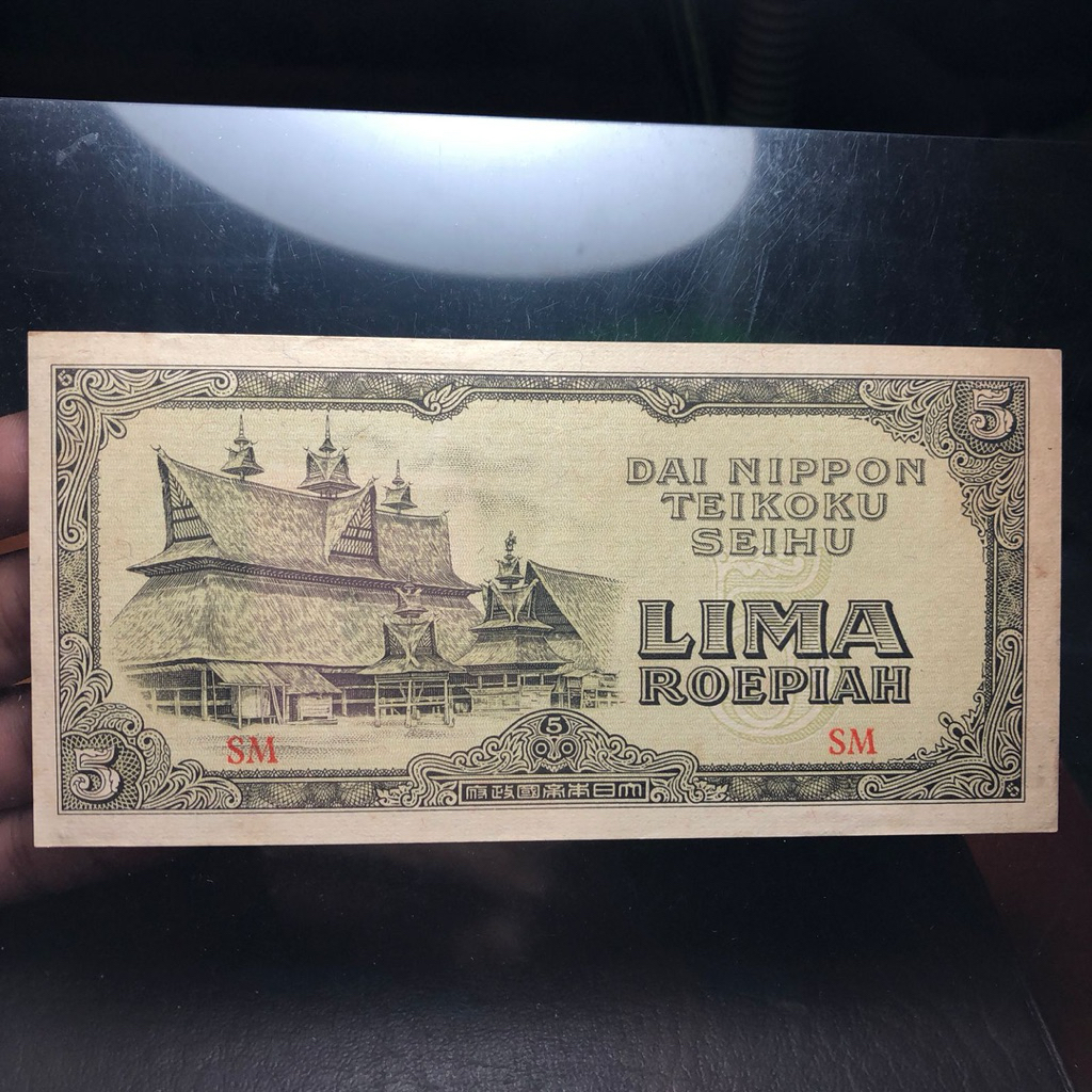 Uang Kuno Dai Nippon Jaman Jepang 1943 Asli 5 Rupiah