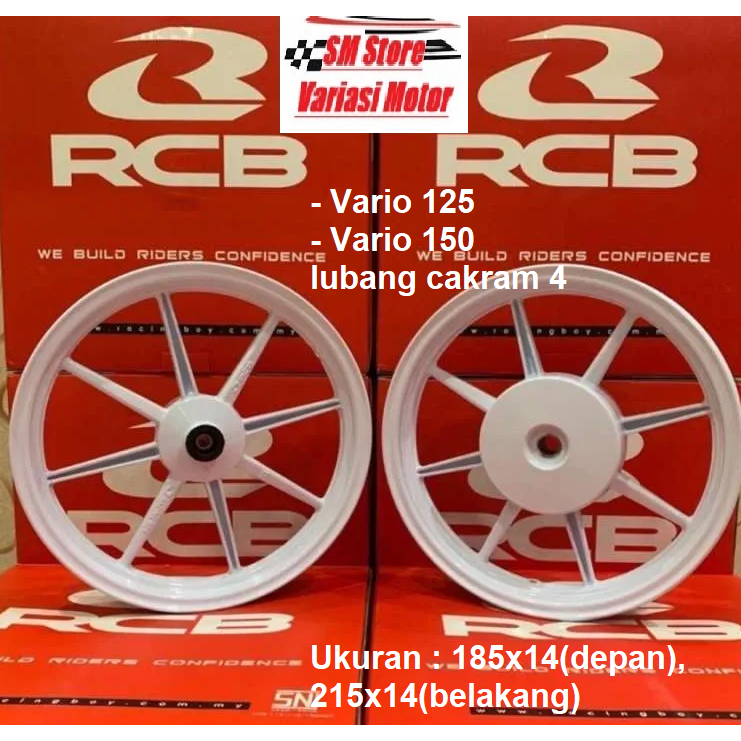 Velg RCB Original SP811 VARIO150 VARIO125 185x215 R14 RING 14 185 215 DEPAN BELAKANG PALANG 8 PUTIH 