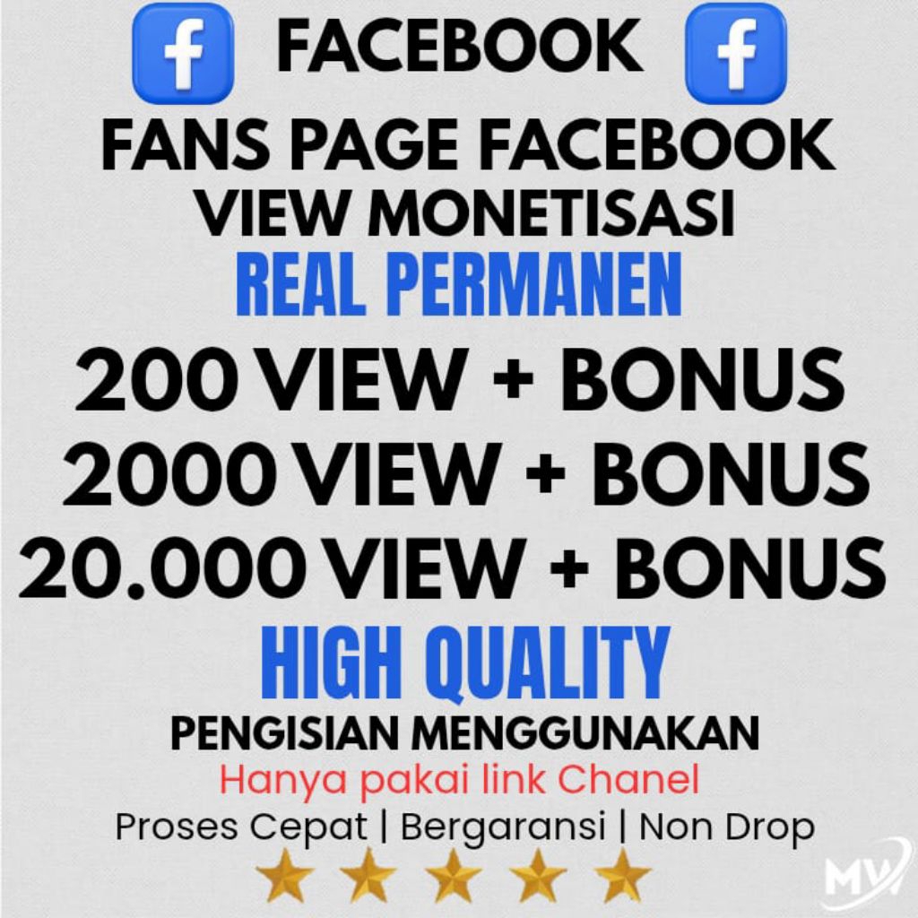 VIEW FACEBOOK FANSPAGE BERGARANSI, AMAN MONETISASI