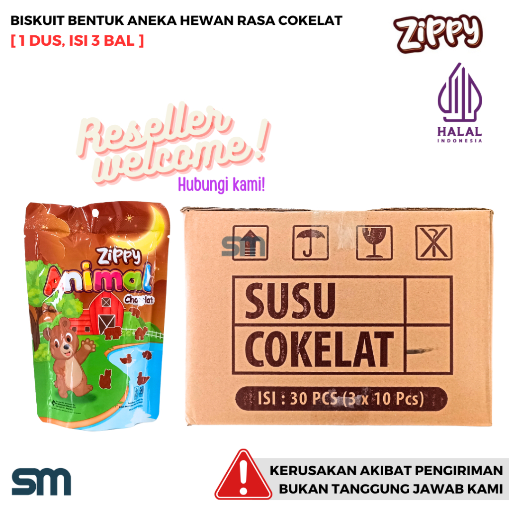 

ZIPPY POUCH ANIMAL Biskuit Bentuk Aneka Hewan [1 Dus, Isi 3 Bal]