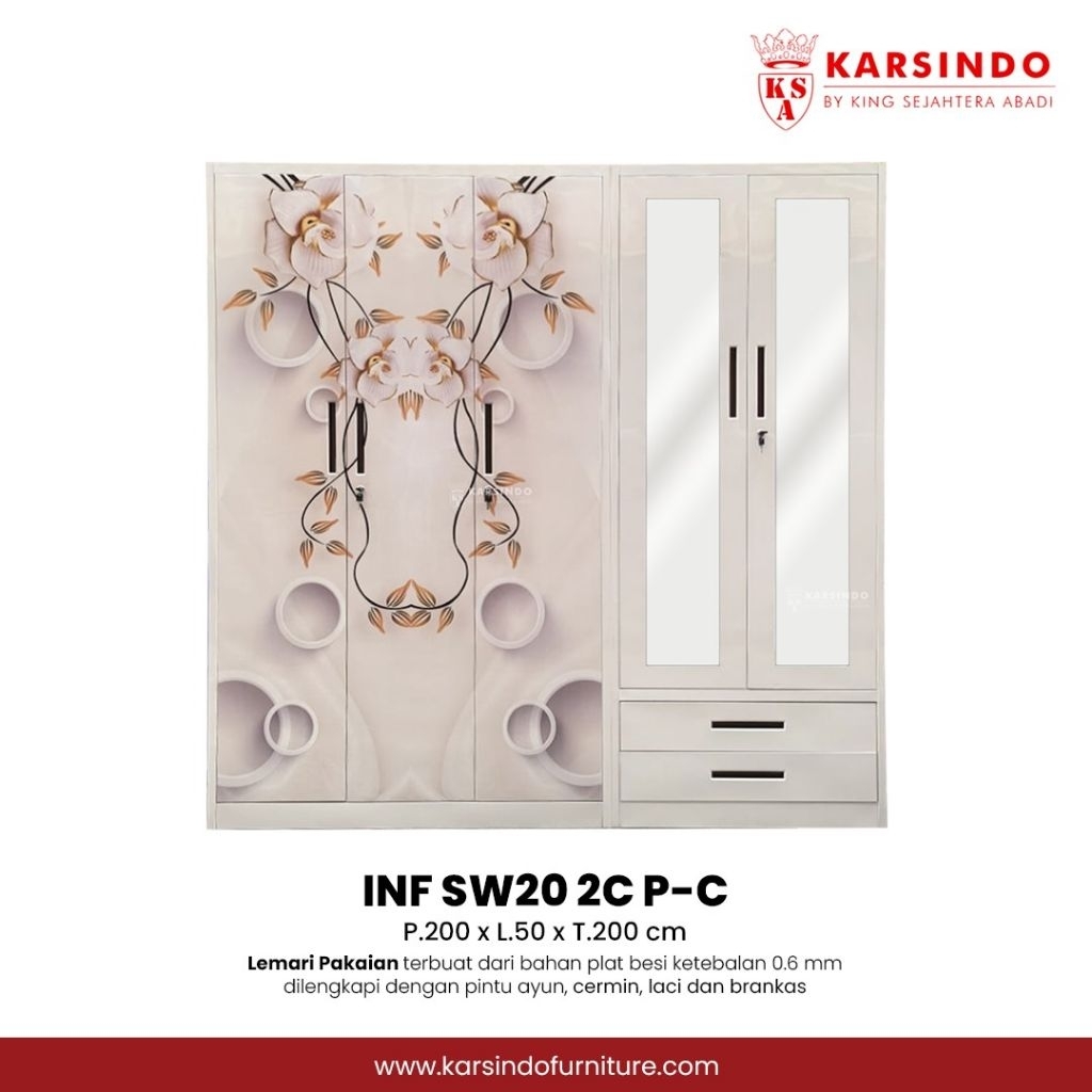 Lemari Pakaian Besi Karsindo - Lemari Baju 5 Pintu Jumbo fulll besi bahan tebal