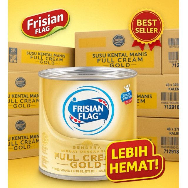 

[1 DUS ISI 48 KALENG] Frisian Flag Full Cream Gold 370g – Susu Kental Manis Lebih Gurih & Kental