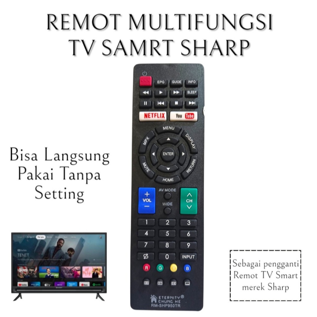 Remot Multi Tv Sharp Aquos Smart , Bisa Untuk Semua Merek Samrt Tv sharp Aquos