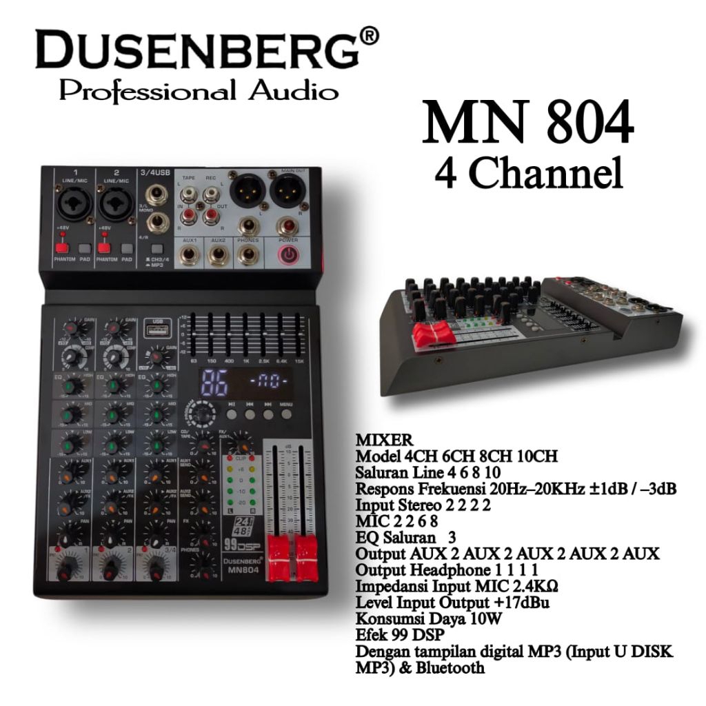 Mixer bluetooth 4ch dusenberg MN 804 mixer audio