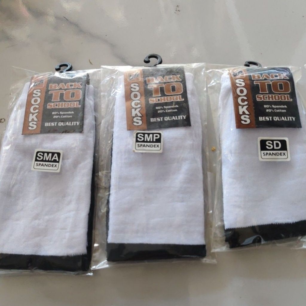 Kaos kaki TK/SD/SMP/SMA putih/hitam