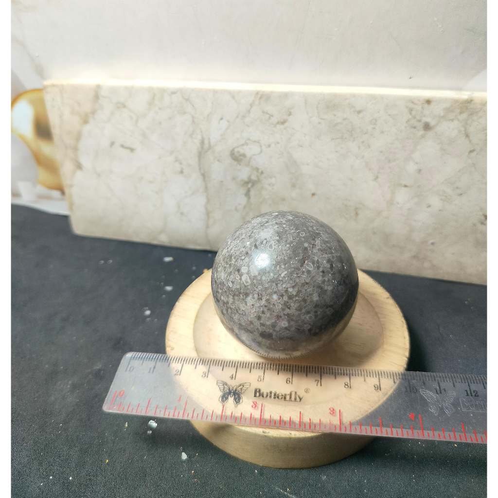 Batu Alam Natural Coral Jasper Sphere (1)