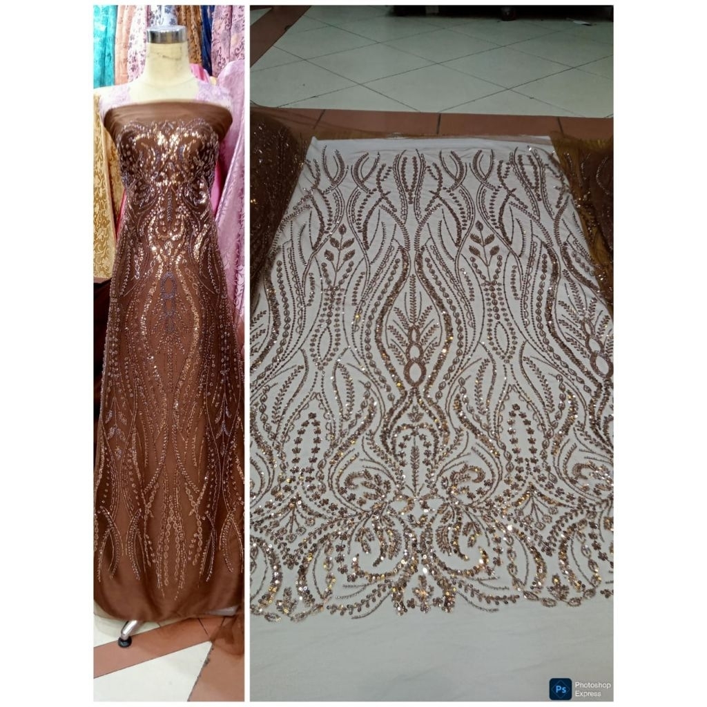 Kain Tille full payet / Kain kebaya full payet | TILLE PAYET