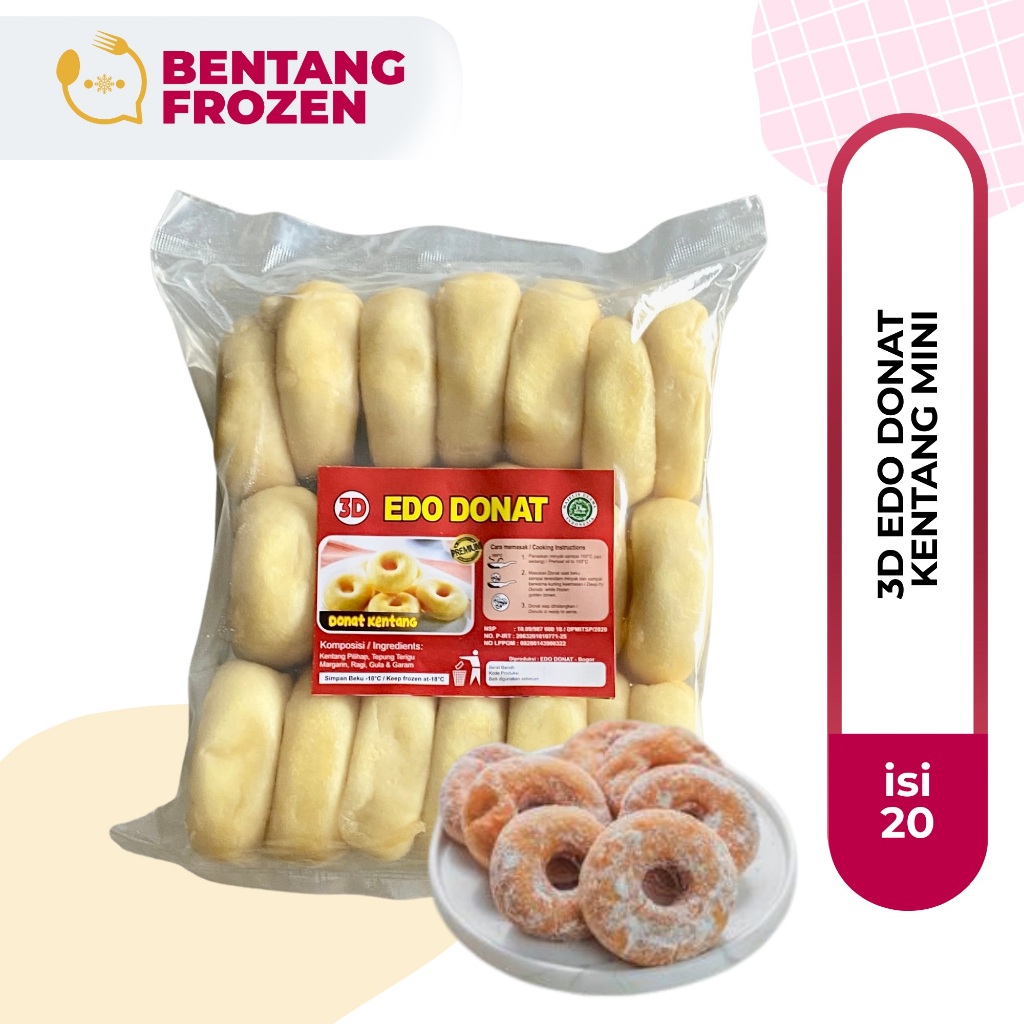 

3D Edo Donat Kentang Mini Isi 20 Plus Gula Halus / Donuts Kentang