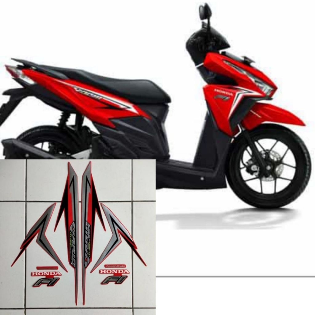 Stiker Striping Lis Body Motor Vario Techno Iss 125 Fi 2016 Merah