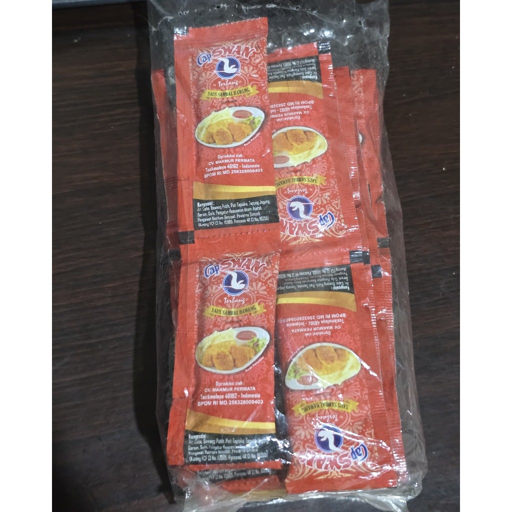 

Saus Sachet Sambal Bawang Aida Cap Swan 1 Pack Isi 24 Sachet
