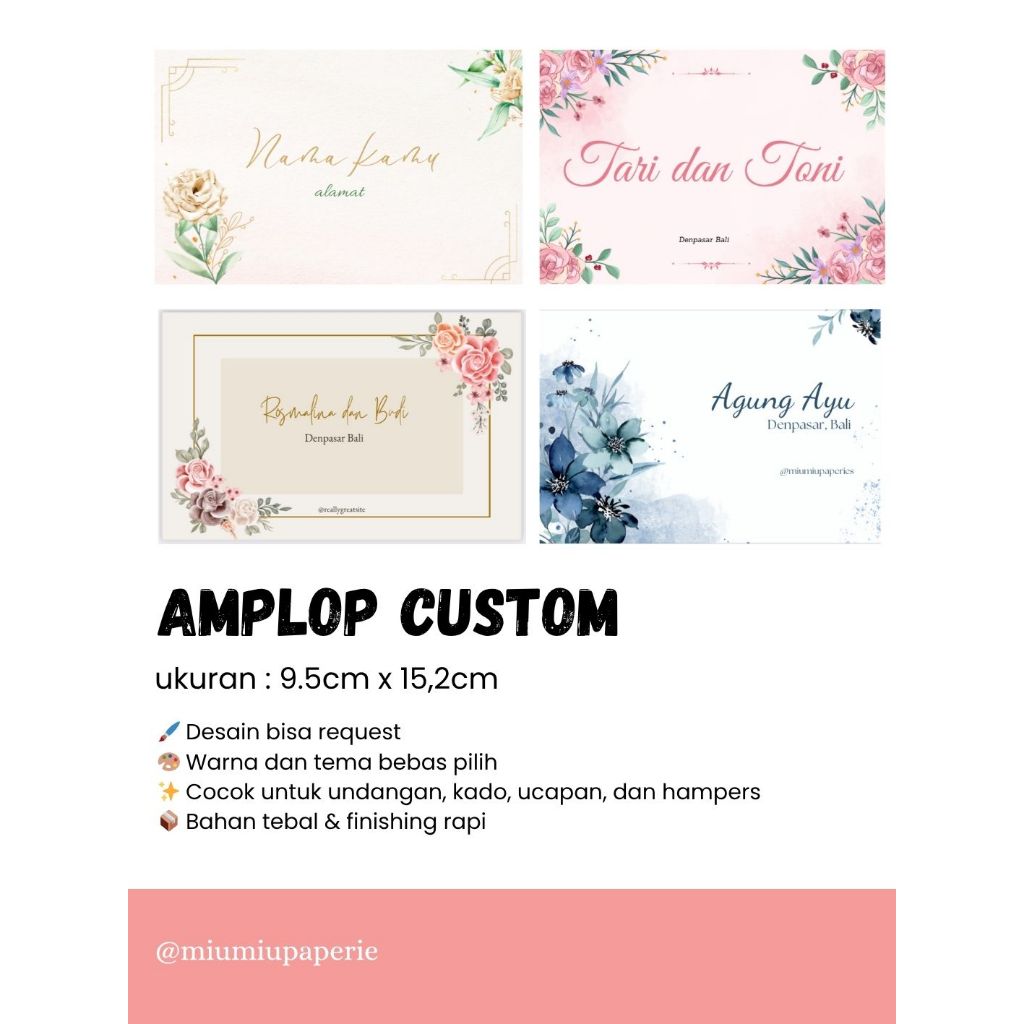 

Amplop Custom Nama, Buat Kondangan, Hampers, Dll isi 100pcs