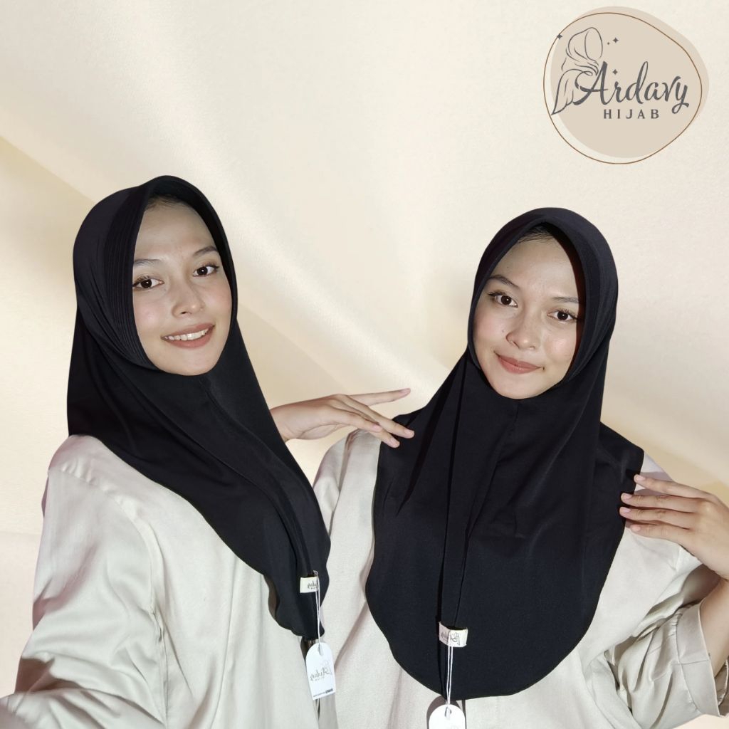 Bergo Hamidah Hitam Pinguin Hijab Jersey Premium Jahit Tepi by Ardavyhijab