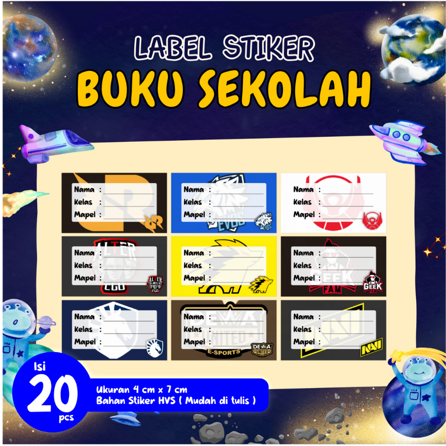 

Stiker Mapel Isi 20 - Label Buku Pelajaran Sekolah Motif Esport - Stiker Mata Pelajaran