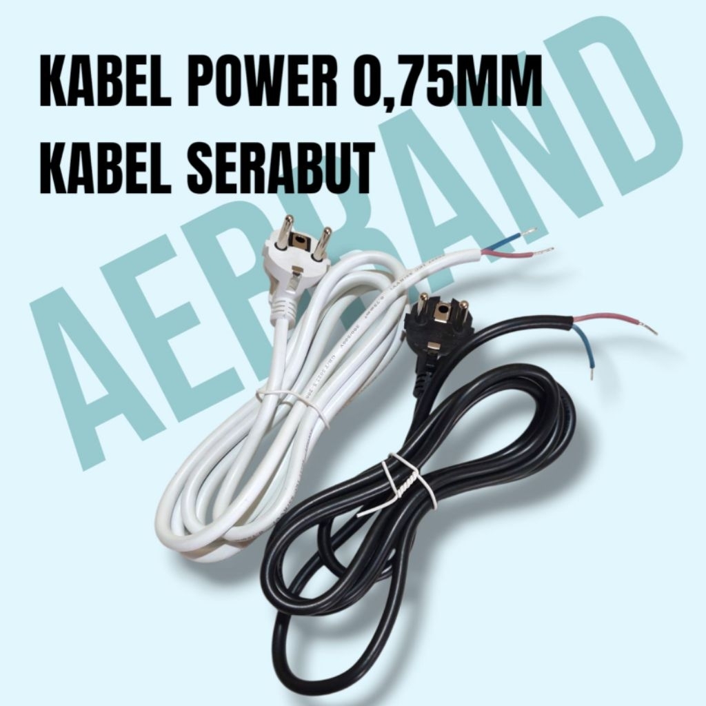 AEBRAND KABEL POWER AC 220V KABEL BUNTUNG 0,75MM KUALITAS SNI - Kabel Power AC Buntung Kabel isi 2 B