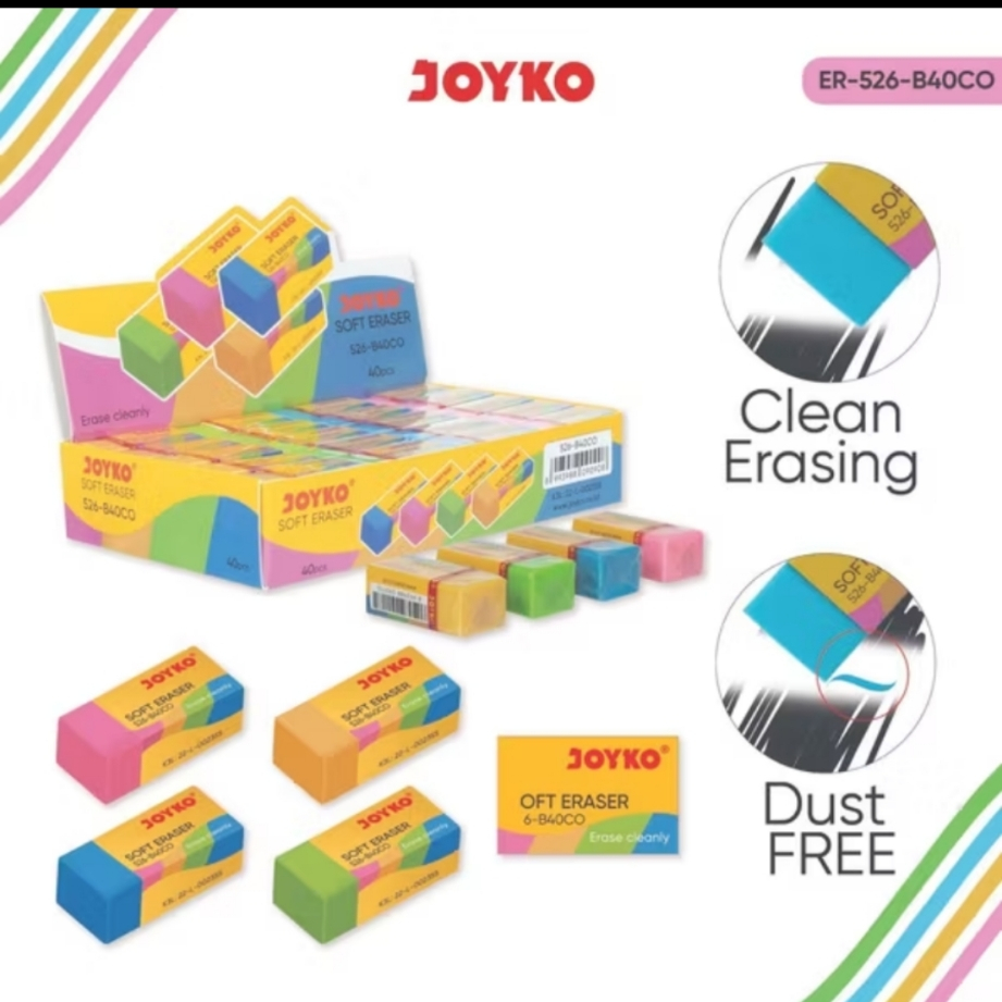 

Joyko Penghapus Eraser Colourful 1 Box Isi 40 Pcs