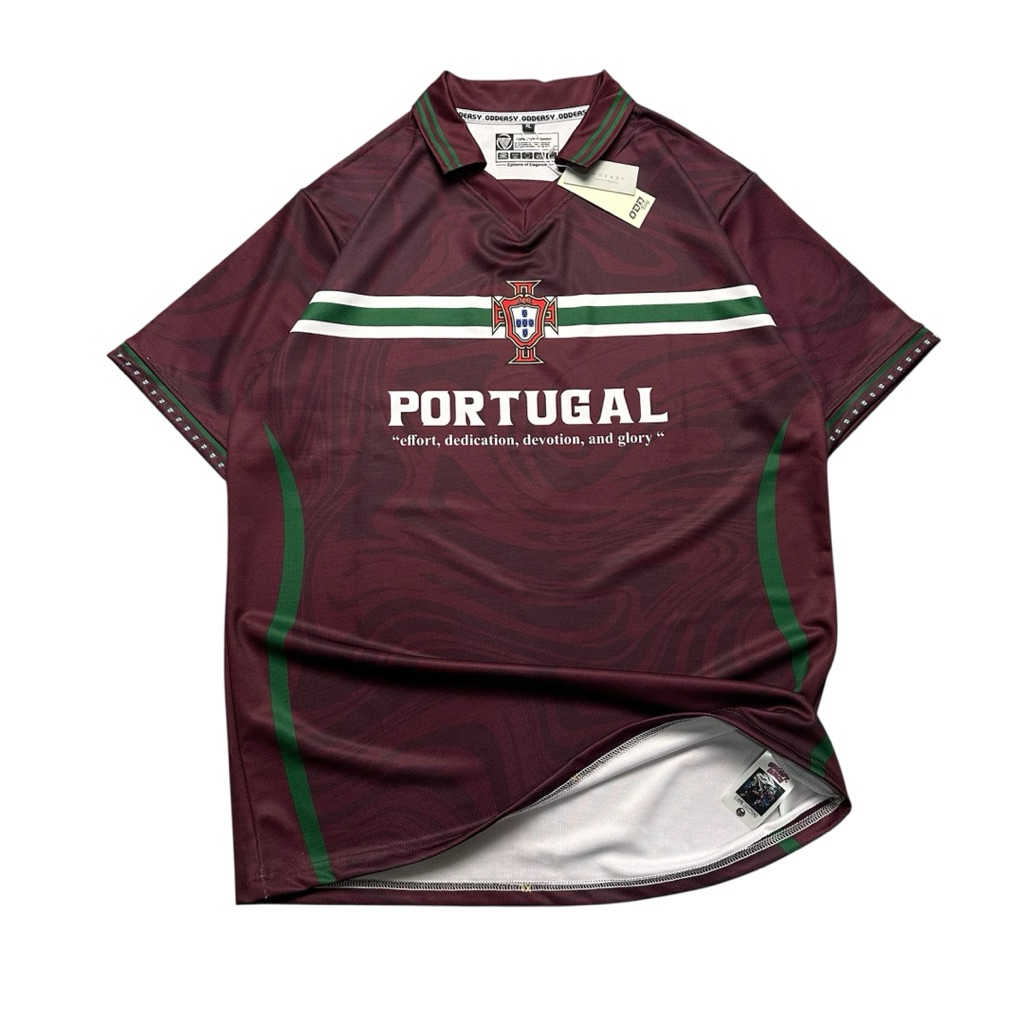 Jersey Bola PORTUGAL Selecao Vintage Full Tag Keren Pria Distro Baju Kerah Kaos Cowok Print Panjang 