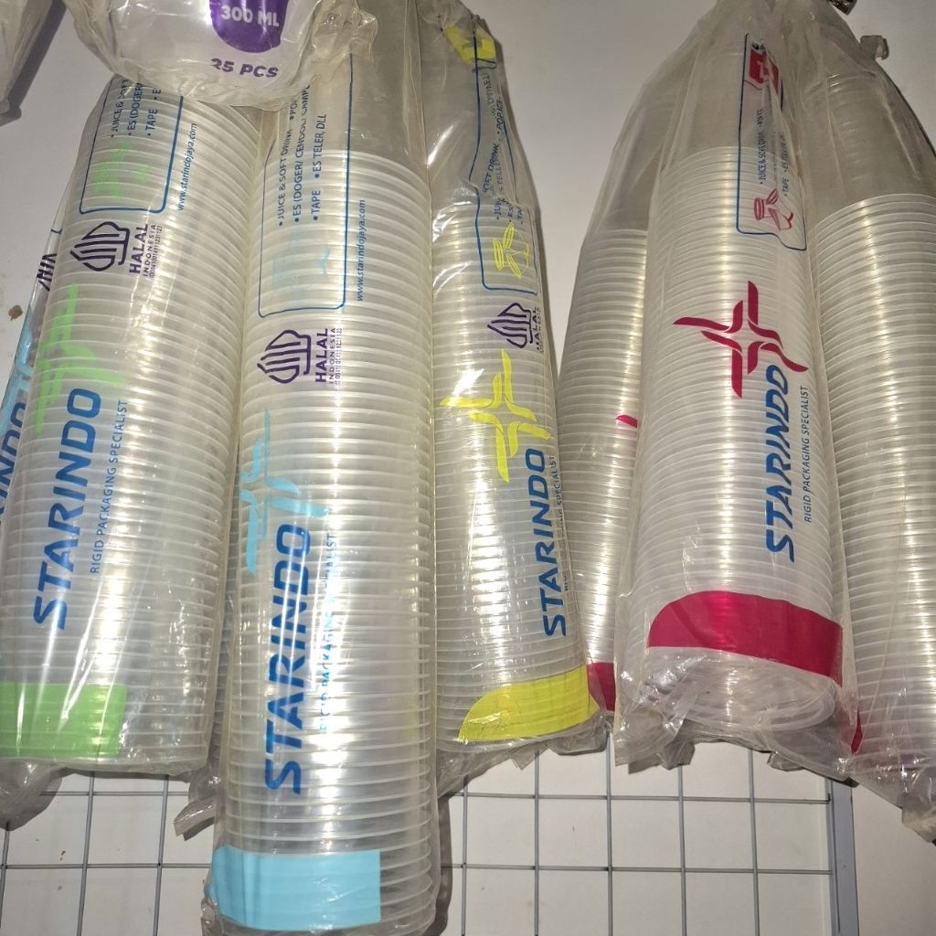 Gelas plastik Starindo tutup datar cembung 12oz 14oz 16oz 22oz /MHAMHI/Cup bola-bola/Paper cup coffe