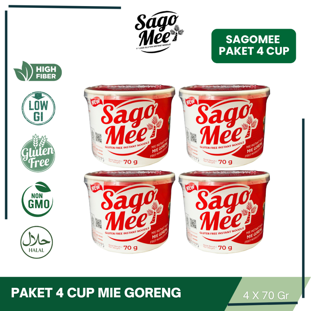 

SAGO MEE PAKET MIE GORENG 4 CUP SAGOMEE MIE INSTAN ENAK SEHAT GLUTEN FREE
