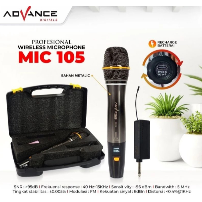 ADVANCE PROFESIONAL WIRELESS MICROPHONE / MIC WIRELESS MIC 105