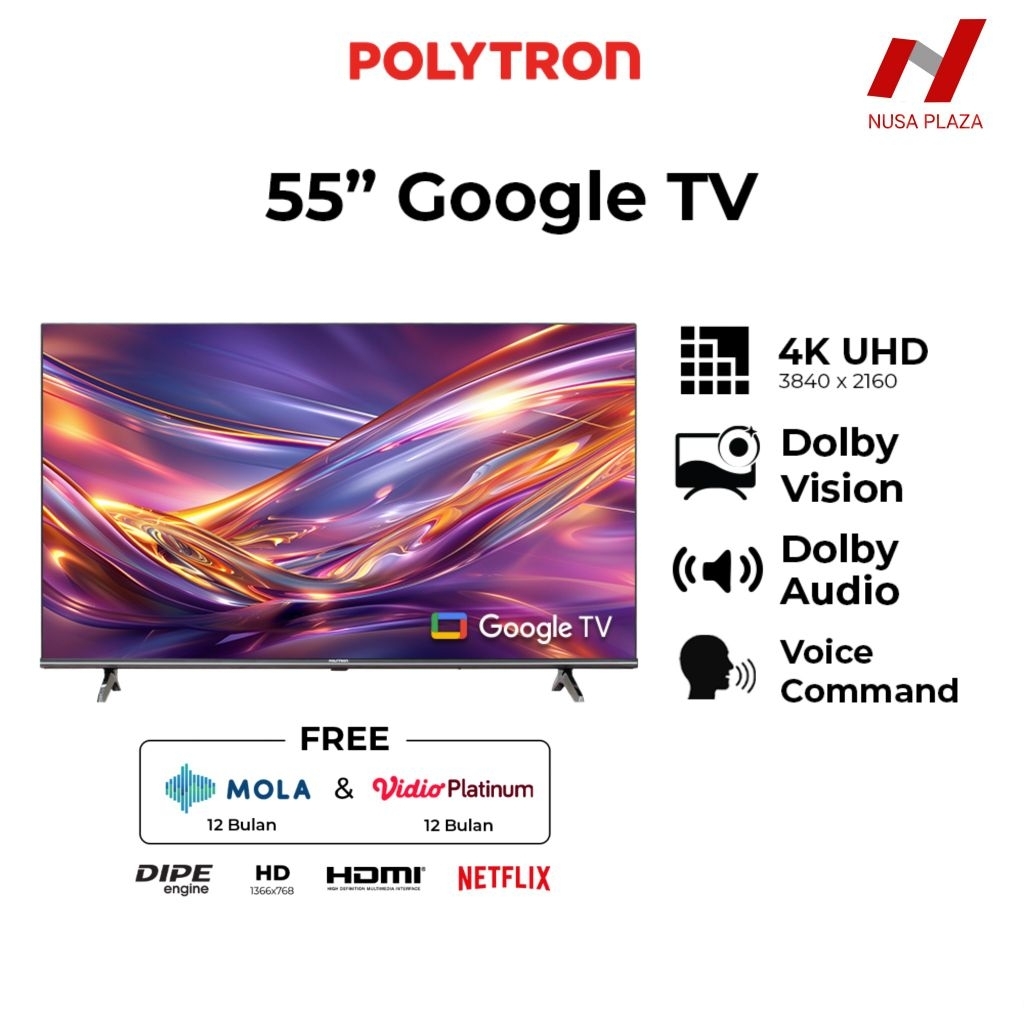 TV POLYTRON 55 Inch SMART GOOGLE TV PLD-55UG5959 4K UHD