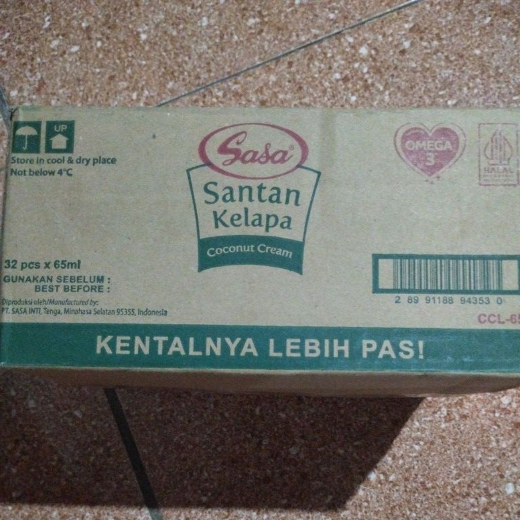 

Santan Sasa 1 karton kemasan 65ml isi 32pcs