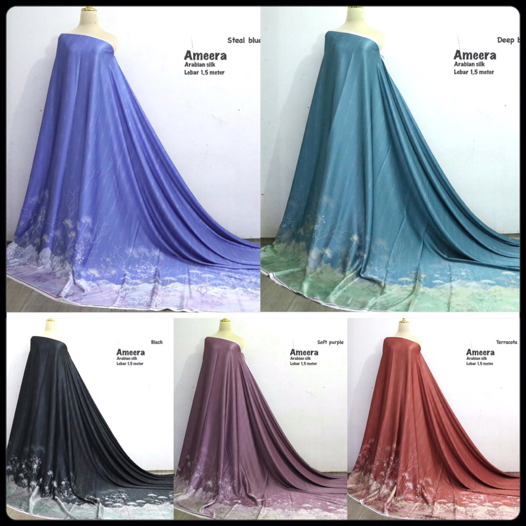 kain arabian sutra silk motif terbaru mewah bahan gamis atasan wanita baju lebaran murah