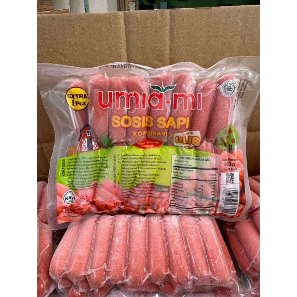 

Sosis sapi ulir 450gr/ isi 50pcs+1 pcs (tahan suhu ruangan 3 hari)