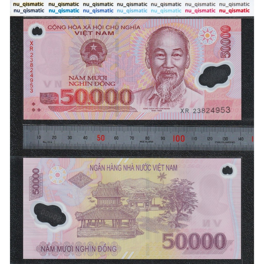 Uang Vietnam 50000 50.000 Dong, 2003-2024, Polymer Grade UNC Baru Super Gress P# 121, ud