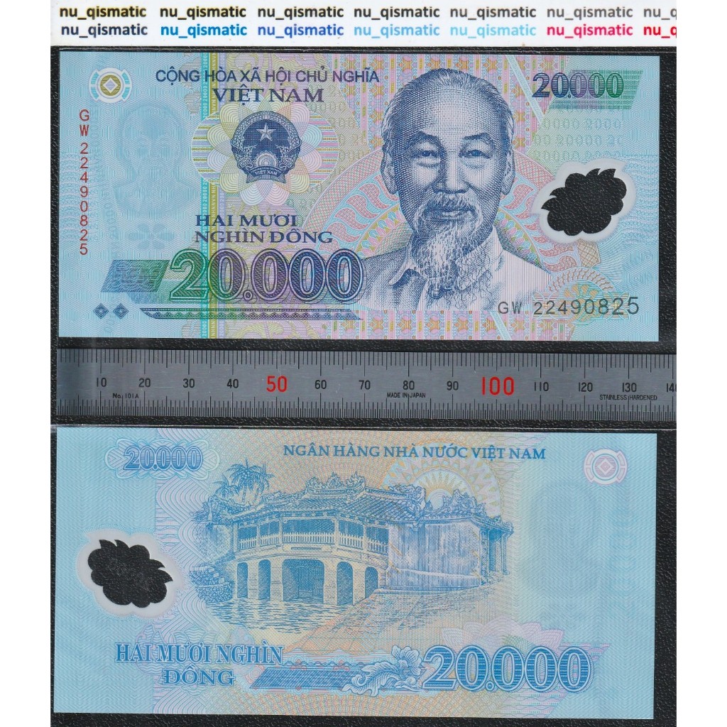 Uang Vietnam 20000 20.000 Dong, 2006-2024, Polymer Grade UNC Baru Super Gress P# 120