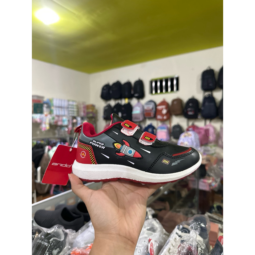 Sepatu Sekolah Anak TK LAKI LAKI ANDO SUPER POWER VLC