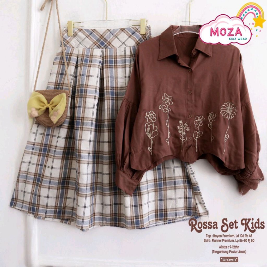 Baju Setelan Anak Asma Set Kids Untuk Usia 8-13 Tahun ( Bisa COD ) Rossa Set Rok Kids