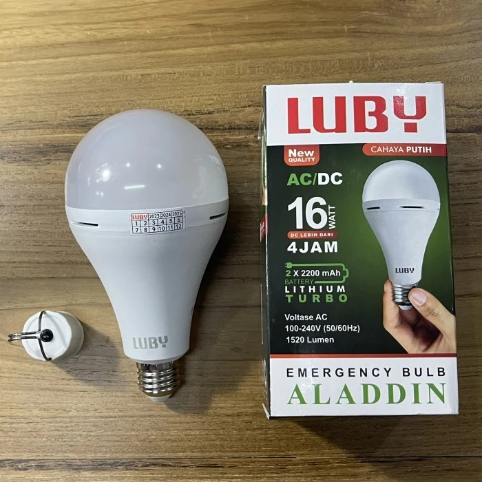 Luby Lampu Bohlam Emergency Luby LED AC DC Aladdin New 16 Watt Mati Lampu Menyala Darurat Baterai