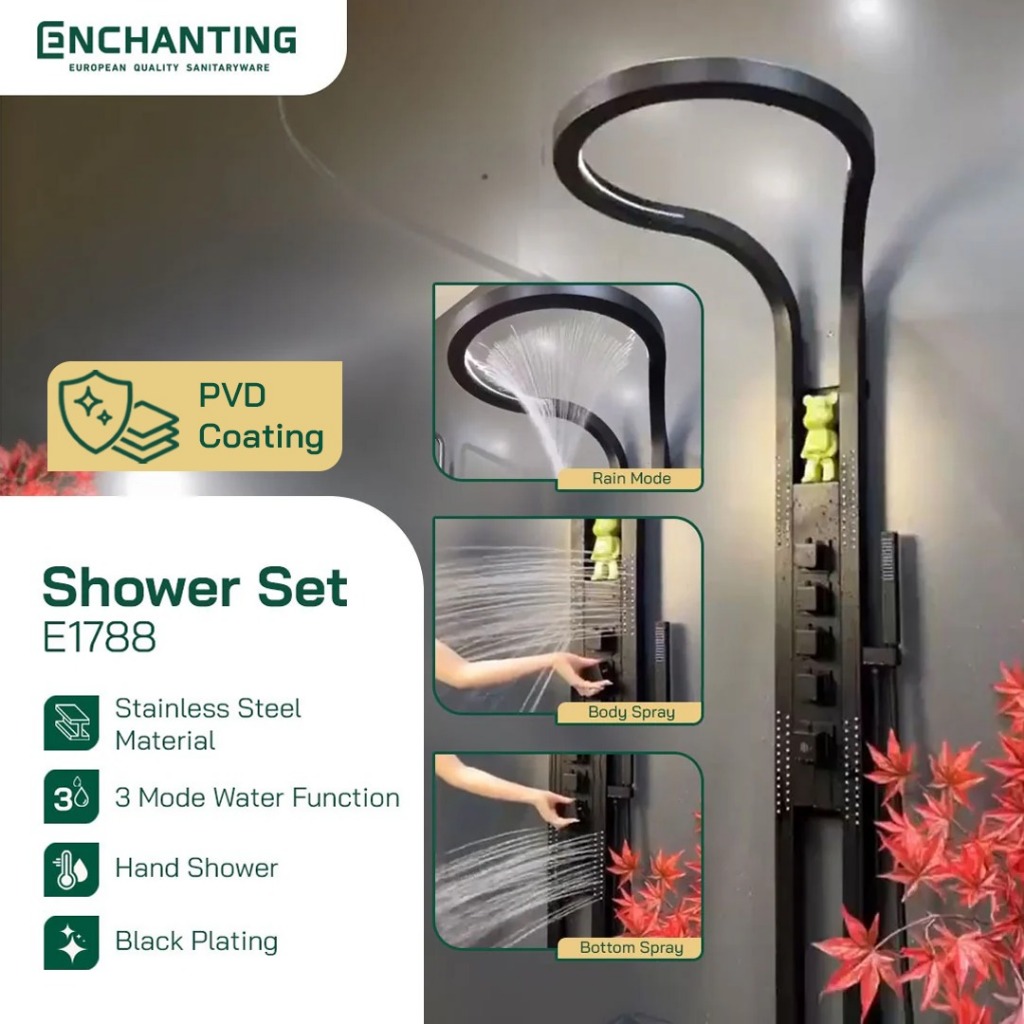 Shower Set Black Design Europe Enchanting E1788