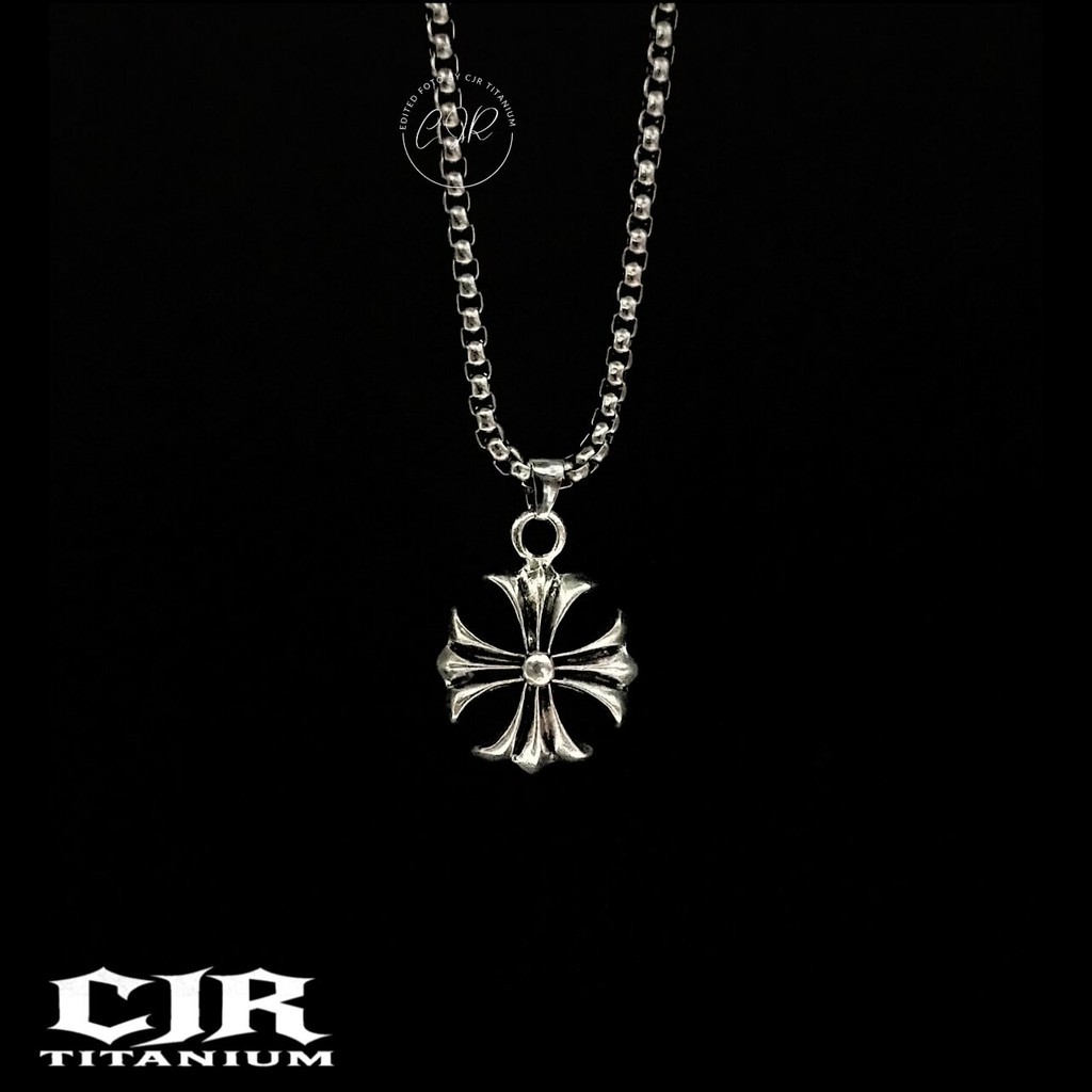 CHROME HEARTS NECKLACE-KALUNG TITANIUM SILVER PRIA WANITA ANTI KARAT TIDAK LUNTUR-CJR TITANIUM