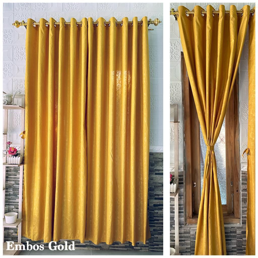 Gorden ring/smokring UK 135*220 tirai pintu/jendela embos gold