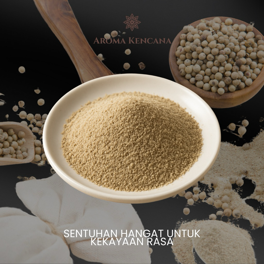 

White Pepper / Lada Putih Merica Bubuk Halal Aroma Kencana 40g, 100g, 250g, 1kg