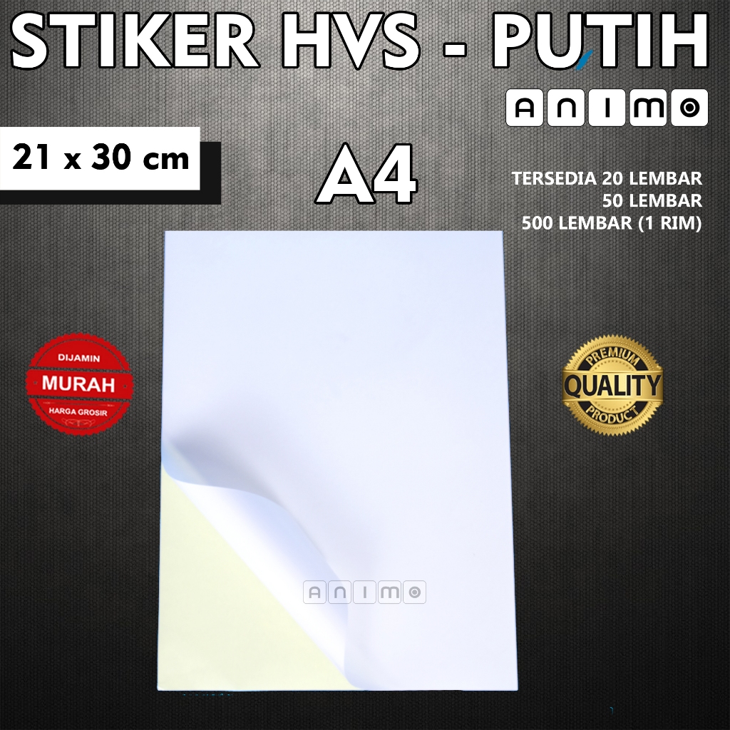 

Stiker HVS Putih Doff A4 isi 50 Lembar - Kertas Sticker HVS Matte Putih = 50 lembar