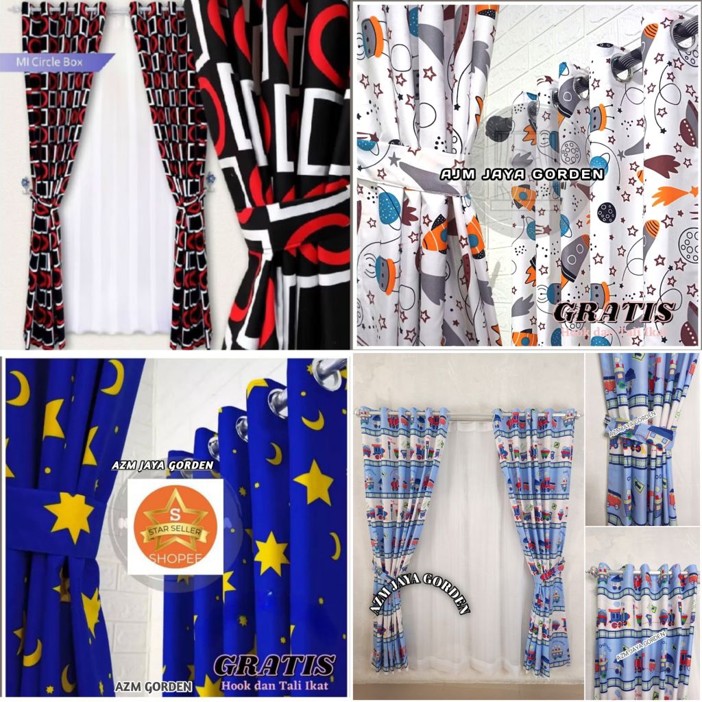 TIRAI GORDEN JENDELA PINTU MINIMALIS MODEL SMOKRING MOTIF TERLARIS/gorden lucu/ gorden kamar anak pe