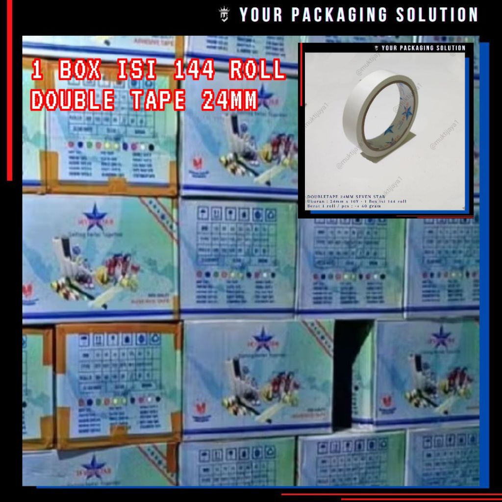 

1 BOX (144 ROLL) DOUBLETAPE 24MM / 1" • LAKBAN / ISOLASI / DOUBLETAPE / STAR TAPE / SEVEN STAR