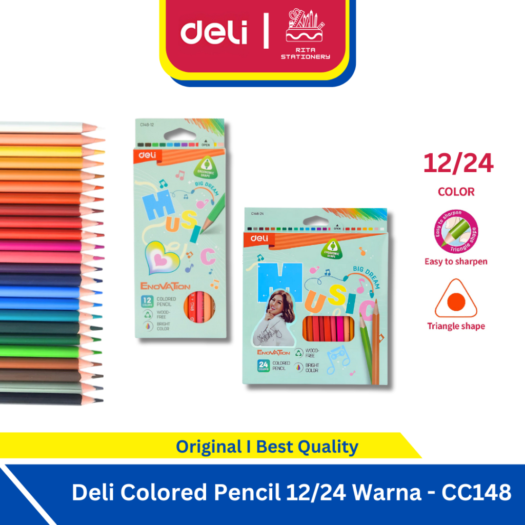 

Deli Pensil Warna 12 / 24 Warna Colored Pencil Panjang - C148