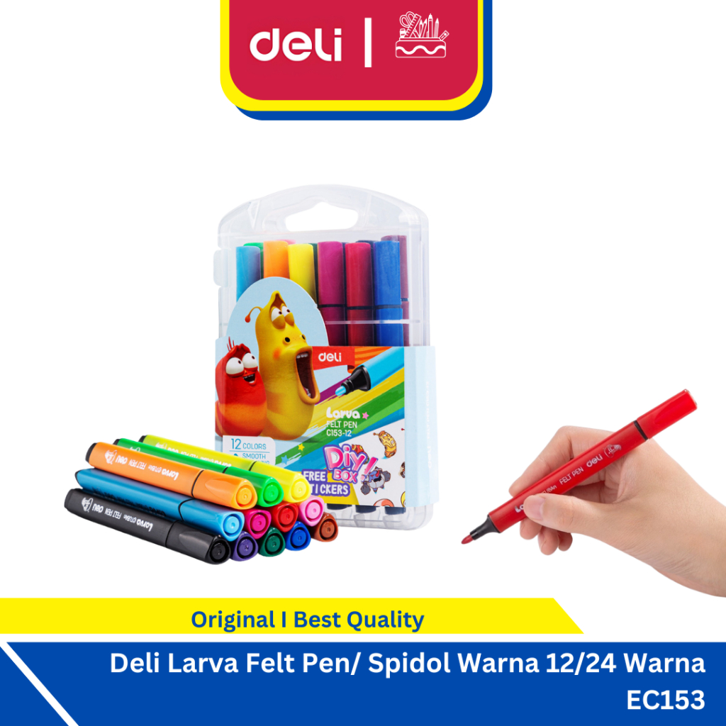 

Deli Larva Felt Pen/ Spidol Warna 12 Warna EC153