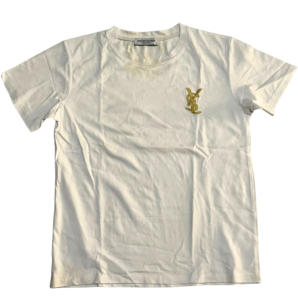 PRELOVED YSL Yves Saint Laurent Rive Gauche White Shirt Kaos Atasan Top