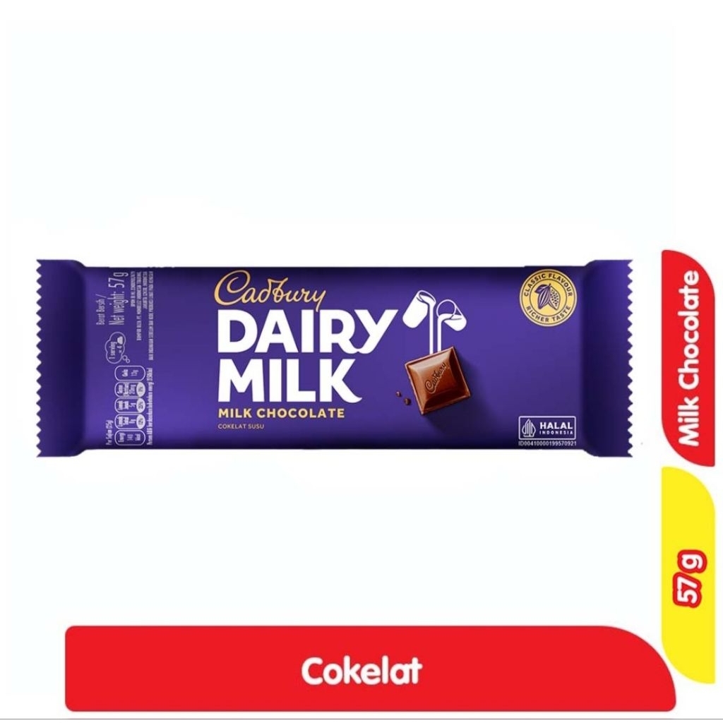 

Cadbury Cokelat Dairy Milk 57gr Ed July 2026
