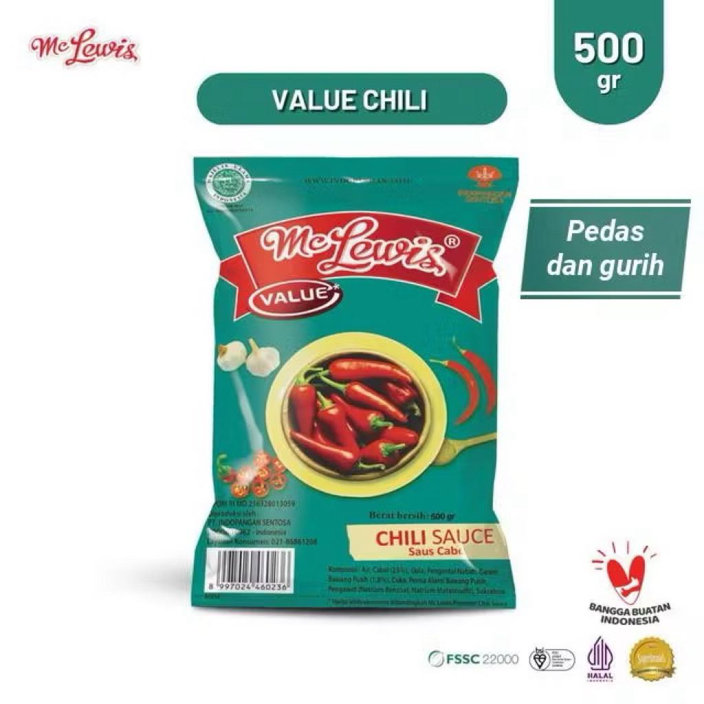 

Mc lewis Chili sauce 500gram | saus mclewis cabe