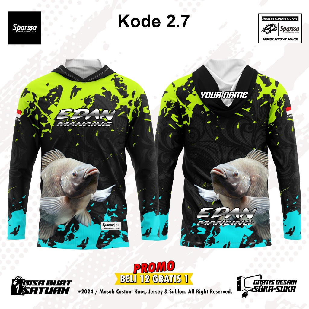 Jersey Mancing Ikan Nila Lengan Panjang Gratis Tambah Nama Dan Logo Murah Terbaru Mosub Kode 2.7