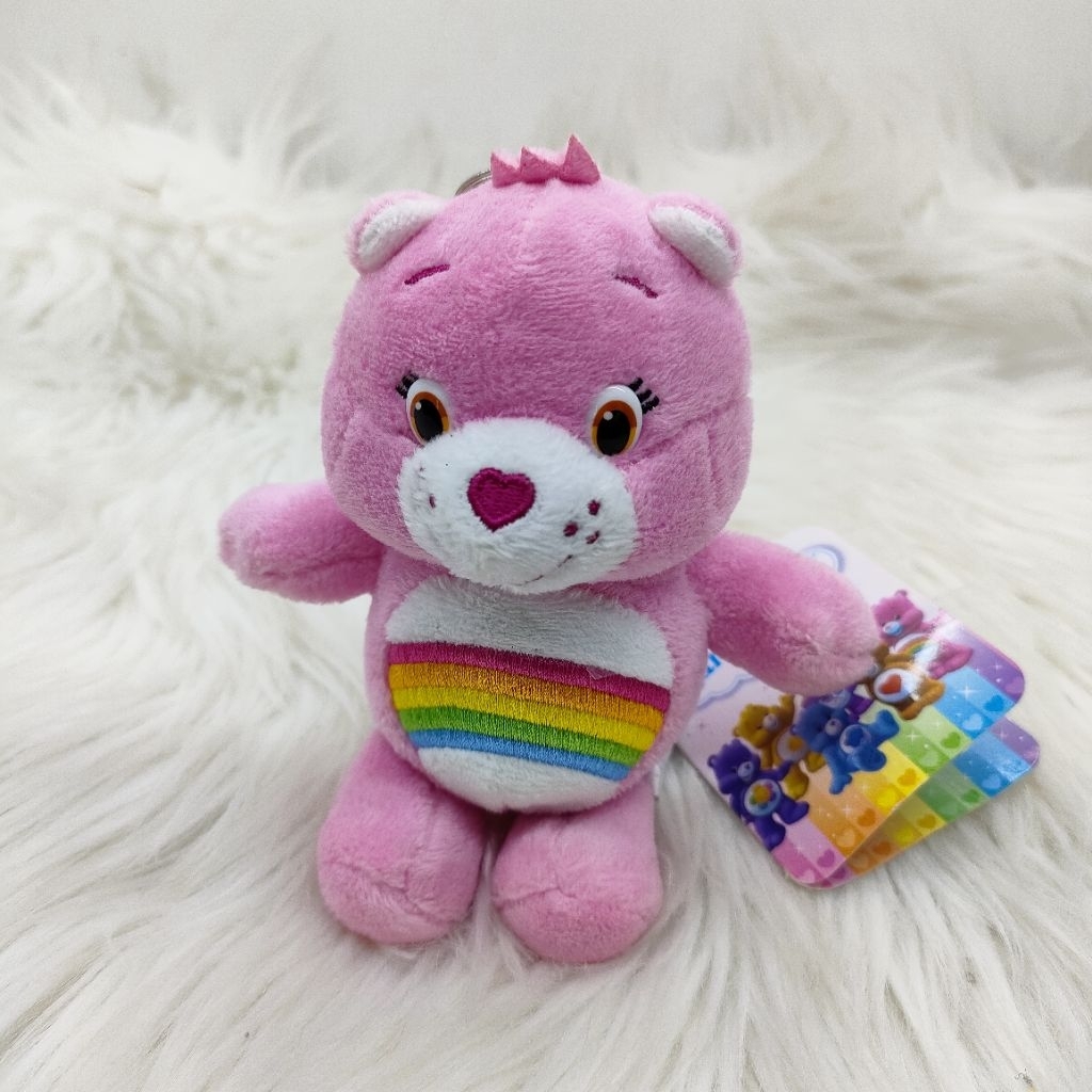 Gantungan Kunci Boneka Care Bears Pink Pelangi Ori New Tag Ganci Lucu Ori Cheer Bear Lucu